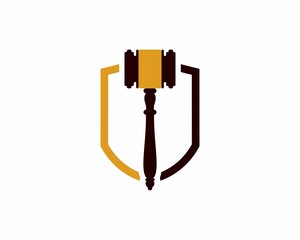 Shield with hammer law firm in the middle