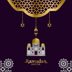 Minimalism ramadan kareem banner concept design template