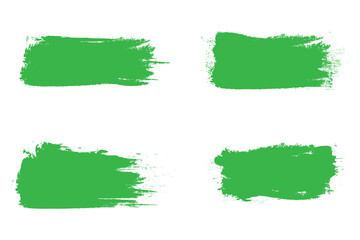 Green brush stroke set isolated on background. Collection of trendy brush stroke vector for green ink paint, grunge backdrop, dirt banner, watercolor design and dirty texture. Brush stroke vector