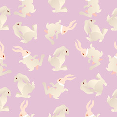 Vector boho color background for Easter card with the bunnies. Happy Easter banner,  greeting card, poster. 