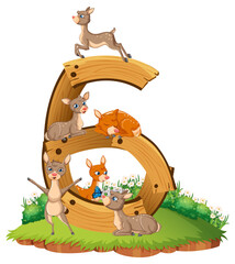 Six deers attached to number six
