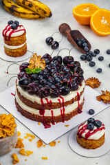 Blueberry and cherry cake