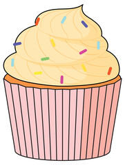 Cupcake with cream and sprinkles