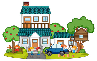 Doodle house cartoon design