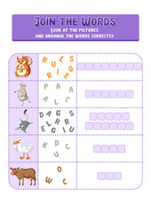 Arrange the letters in order with pictures