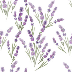 Fototapeta premium Lavender branch watercolor pattern