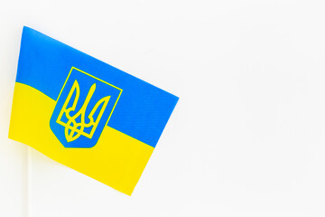 Ukrainian immigration concept - Ukrainian flag top view