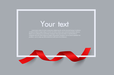 Frame and border of Red ribbon, template elements use for aniversary card , presentation or celebrate card ,Vector design