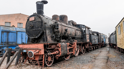 Fototapeta na wymiar Sibiu Steam Engines Museum, old locomotives museum in Sibiu, Ramania