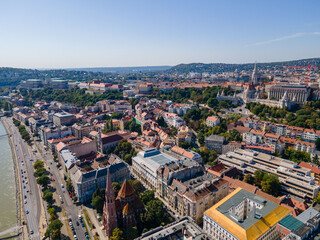 aerial view of Budapest city at summer day