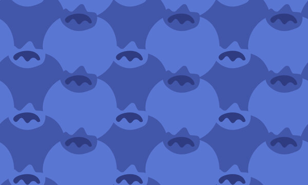Monochrome blue seamless pattern with blueberries