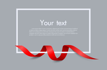Frame and border of Red ribbon, template elements use for aniversary card , presentation or celebrate card ,Vector design