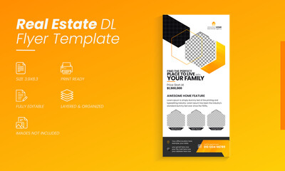 Elegant and modern Real Estate Dl Flyer Rack Card template design