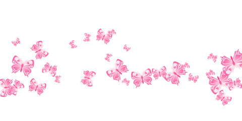 Romantic pink butterflies abstract vector illustration. Summer funny moths. Detailed butterflies abstract girly background. Gentle wings insects graphic design. Fragile creatures.