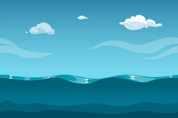 Fototapeta na wymiar Sea landscape. Blue ocean waves on sky background