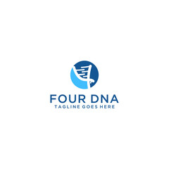Number 4 that make up DNA with a creative touch for genetic logo design