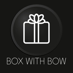 Box with bow minimal vector line icon on 3D button isolated on black background. Premium Vector.
