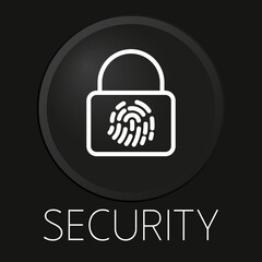 Security minimal vector line icon on 3D button isolated on black background. Premium Vector.