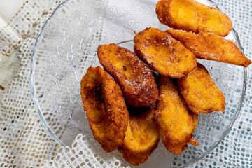 Torrijas on a plate, traditional dessert in Spain for Holy Week and Easter
