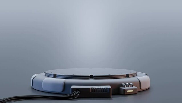 Technology Background. Power podium empty stage. Sci-fi idea concept. Technological elements innovation and Animation seamless loop. 3D Render