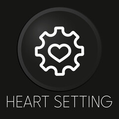 Heart setting minimal vector line icon on 3D button isolated on black background. Premium Vector.