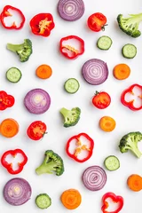 Foto op Canvas Seamless pattern of vegetables ingredients for cooking © 9dreamstudio