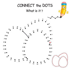 Easter eggs. Dot to dot game. Connect all dots and you see which present is hidden on the picture. Join the dots by numbers to draw cartoon Egge. Easter celebration. Education Game and Coloring Page.