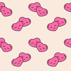 Cute hearts seamless vector pattern, love background