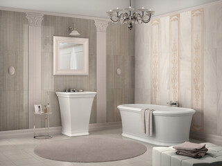 Fototapeta na wymiar Modern interior design, bathroom with elegant tiles, seamless, luxurious background.