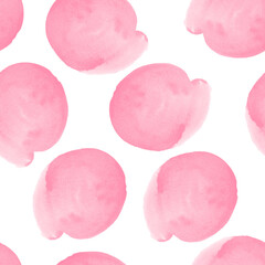 Pink spots watercolor seamless pattern.  Template for decorating designs and illustrations.	
