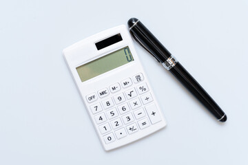 Concept of using calculator on white background