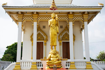 Ancient buddha sivali attitude statue or antique phra siwali arhat widely venerated among figure...