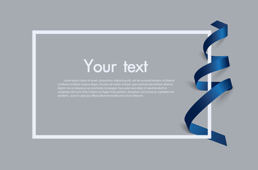 Frame and border of Blue ribbon, template elements use for aniversary card , presentation or celebrate card ,Vector design