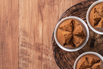 Delicious Chinese steamed sponge cake named Fa Gao for lunar new year festival traditional food.