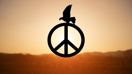 A bird perched on a symbol of freedom in the sky during the naturally.