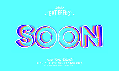 Soon Line 3D Blue Background Editable Modern Text Effect Vector Files	