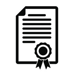 Certificate icon. Diploma, achievement, grant, award. Vector icon isolated on white background with curled corner. EPS 10