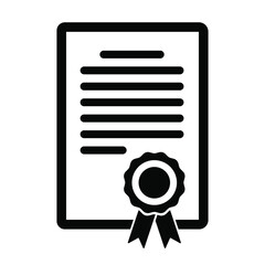 Certificate icon. Diploma, achievement, grant, award. Vector icon isolated on white background.