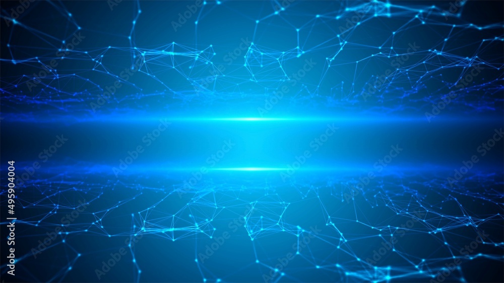 Aufkleber neon frame background. pattern plexus lines and dots, glowing stars. field graphic grid. world wide 