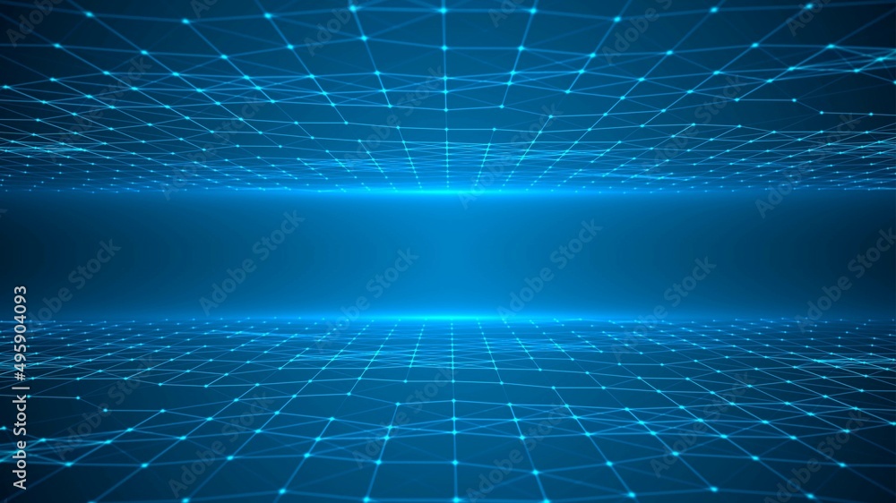Aufkleber neon frame background. pattern plexus lines and dots, glowing stars. field graphic grid. world wide 