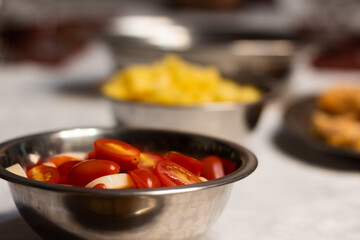 Tomate cereja e queijo