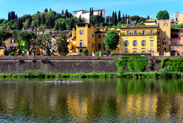 UNESCO , historic buildings and gardens along Arno river, Lungarno Torrigiani, Evangelical Lutheran...