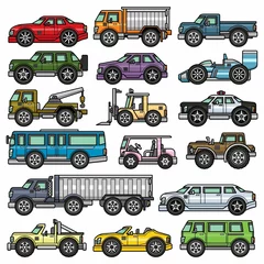 Poster Course de voitures adorable voiture en coton. ensemble de collection