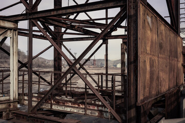 Naklejka premium Remains of a large steel factory in small midwestern town