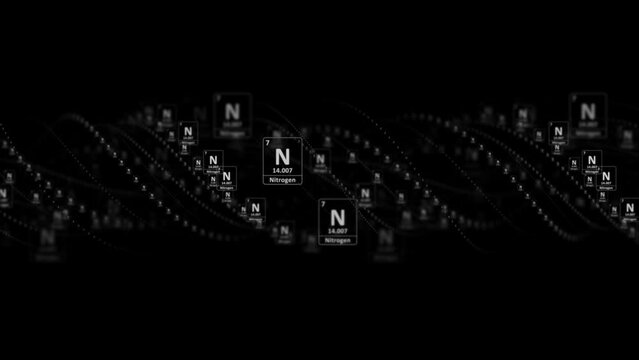 NITROGEN Molecule Symbol, Chemistry Periodic Table, Animation, Background, Rendering, Loop
