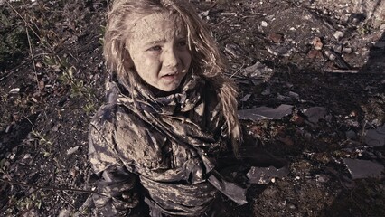 Girl without a home, apocalypse, war