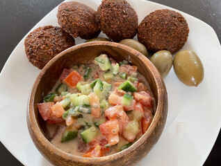 Falafel and tahini salad plate