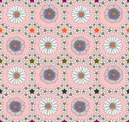 Petal Daisy Flowers Square Shaped Ditsy Florals Seamless Pattern Trendy Fashion Colors Perfect for Allover Fabric Print and Wrapping Paper