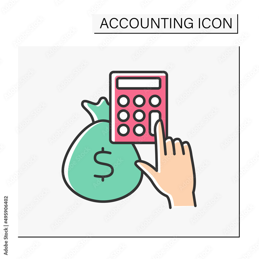 Poster money-saving color icon.cumulative money. summarizing, analyzing and reporting transactions.accounti