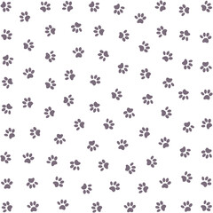Outlined seamless dog footprint, seamless cat footprint, seamless animal paw print